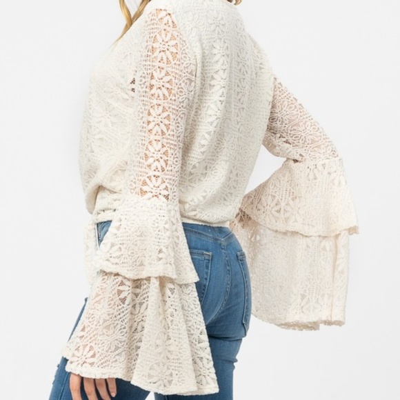 Bell Sleeve Boho Crochet Lace Top - Picture 5 of 6